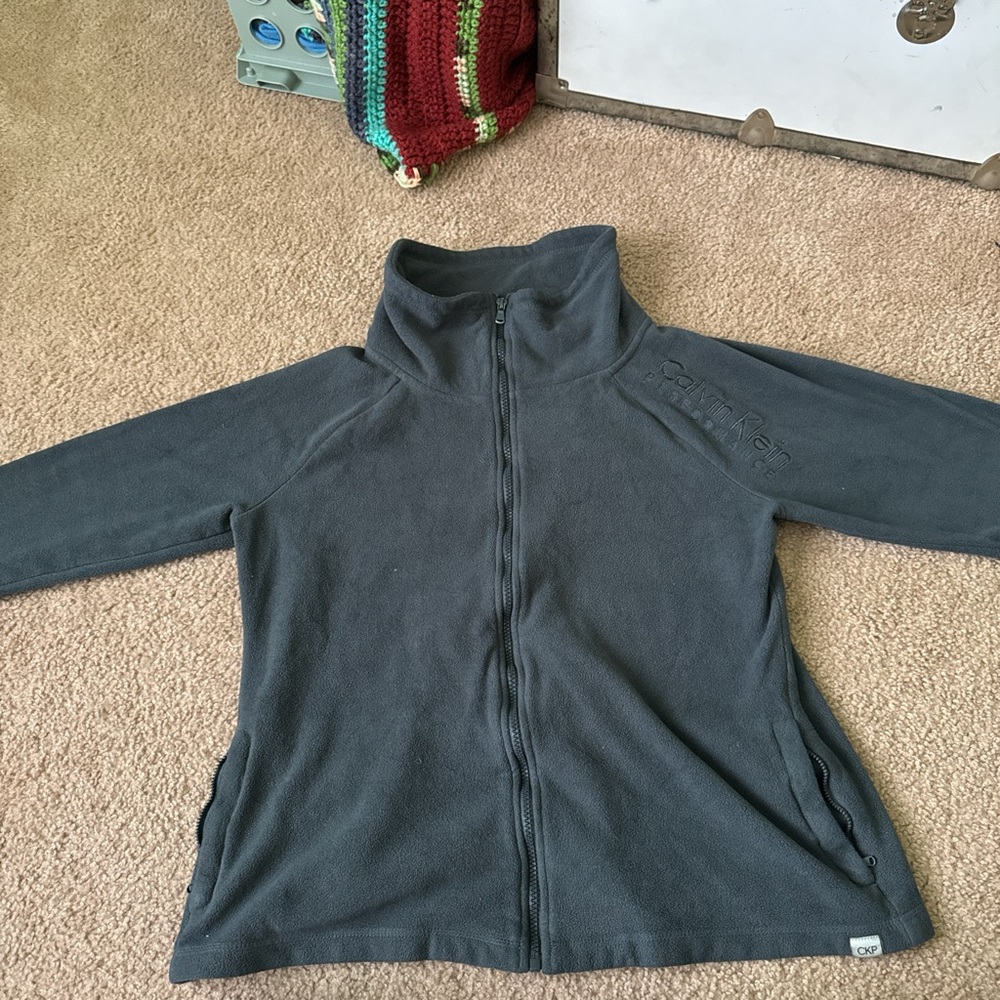 Gray full zip Calvin Klein performance sweater